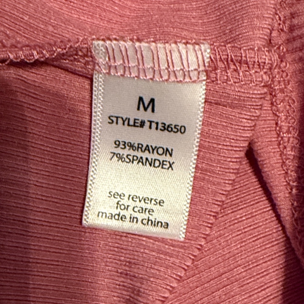 ShopEvelynne Pink Long Sleeve Crew Neck Rayon Rib Knit Tee - Picture 7 of 8